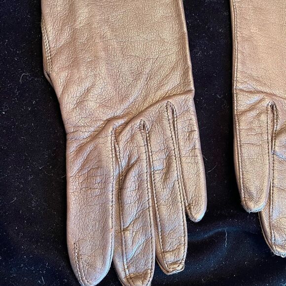 GLOVES By Superb Vintage 3/4 Length Brown Leather Gloves Size 6.5 - Picture 2 of 13
